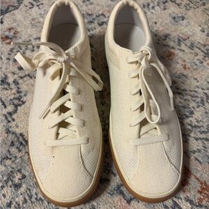 Rothy's Cream Knit Lace-Up Sneakers with Gum Sole